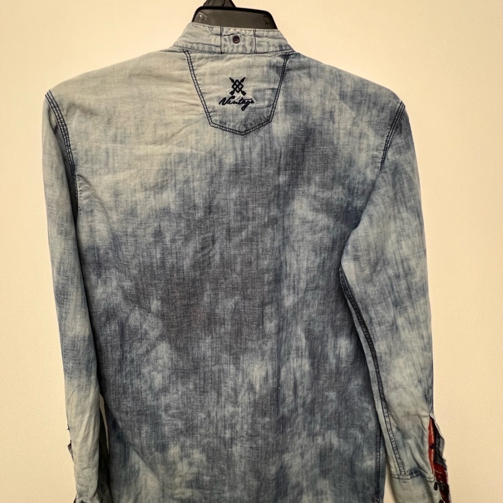 AMSTERDAM COUTURE MEN’S VINTAGE SHIRT SIZE XL SLIM   LIGHT/MEDIUM SHADED DENIM - Picture 4 of 10